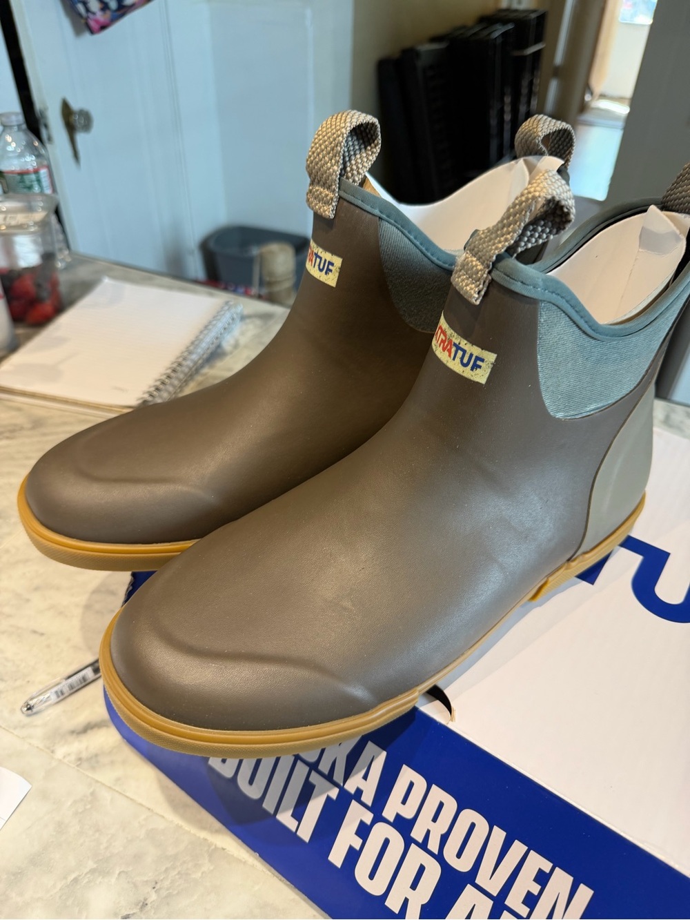 Muckster II Low-Cut Rain Boots for Men in Olive with Tan Sole
